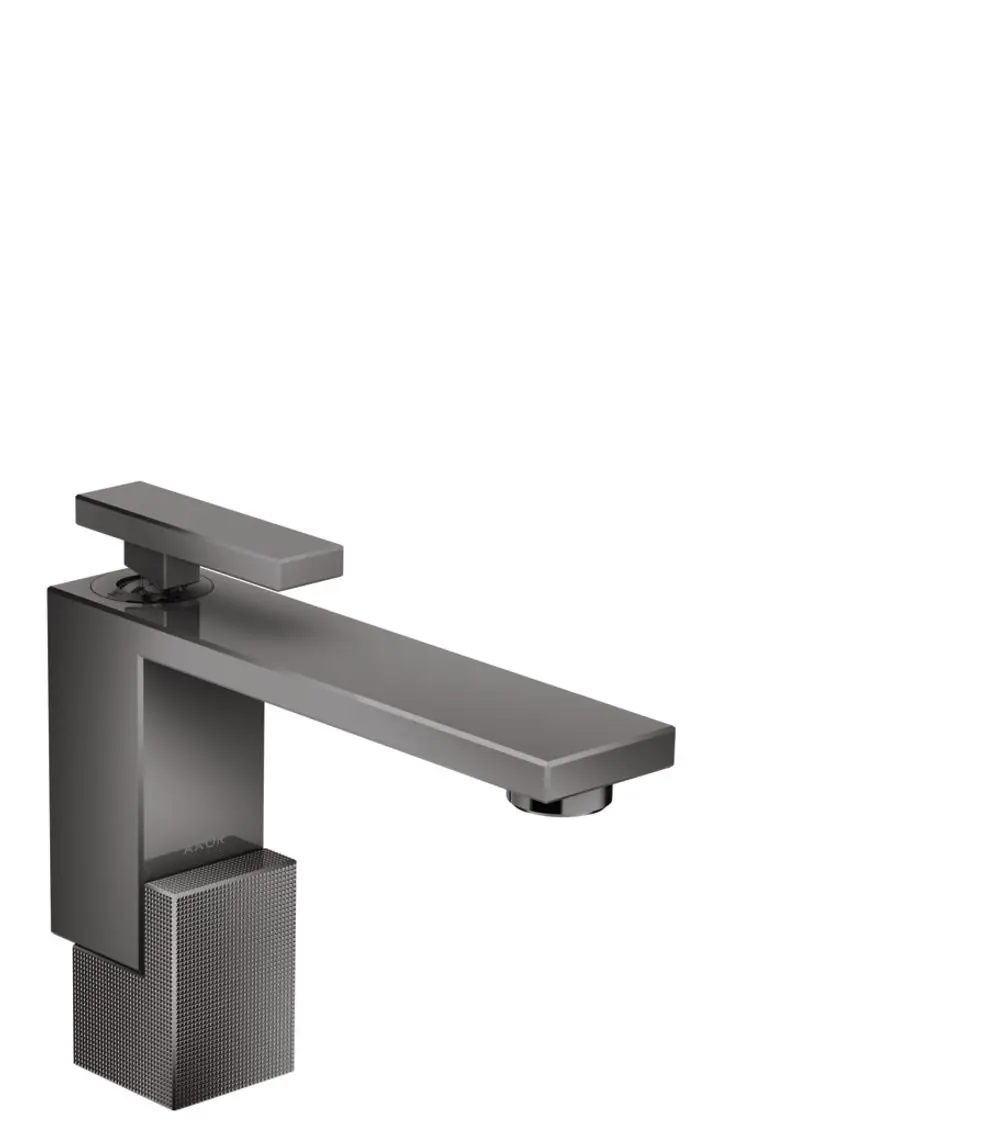 Einhebel-Waschtischmischer aus dem Hause AXOR in Polished Black Chrome mit gerade Linienführung und Push-Open Ablaufgarnitur.